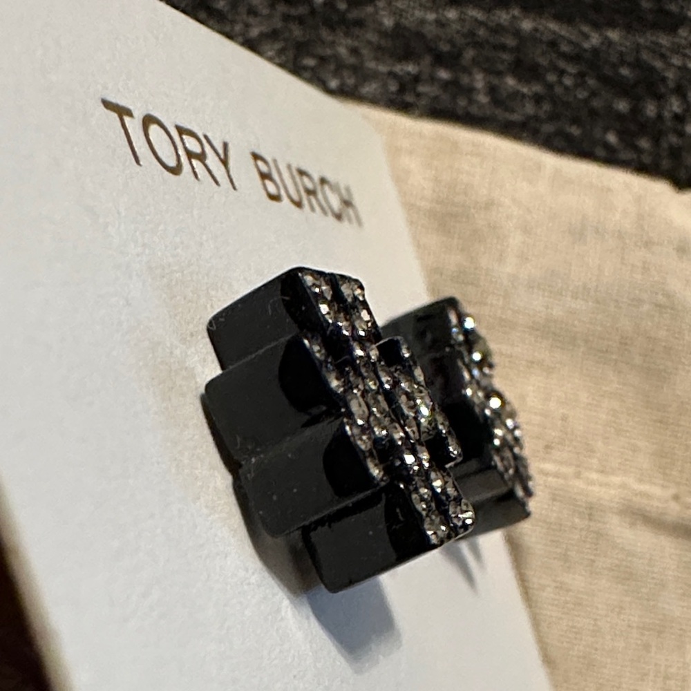 Tory Burch Black and Silver Stud Earrings - Picture 9 of 10